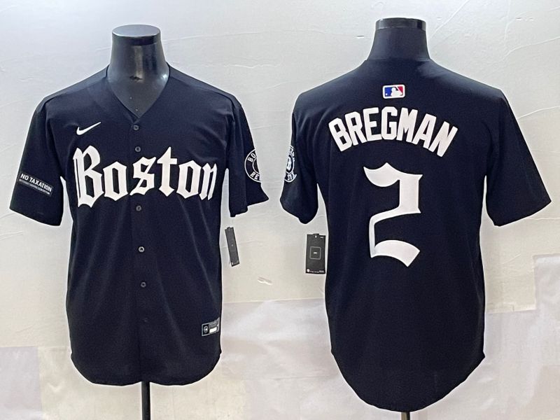 Men 2025 Boston Red Sox #2 Bregman Black Five generations Joint Name Nike MLB Jersey style 18